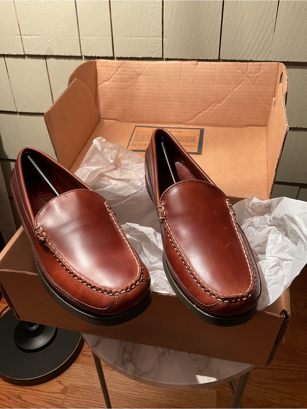 L.L. Bean Men’s Chestnut Leather Slip-On Loafers